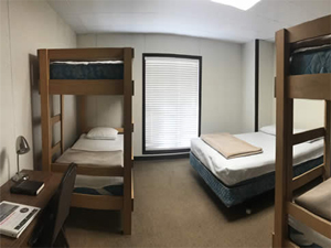 One of the rooms available at the Johnson Retreat Center